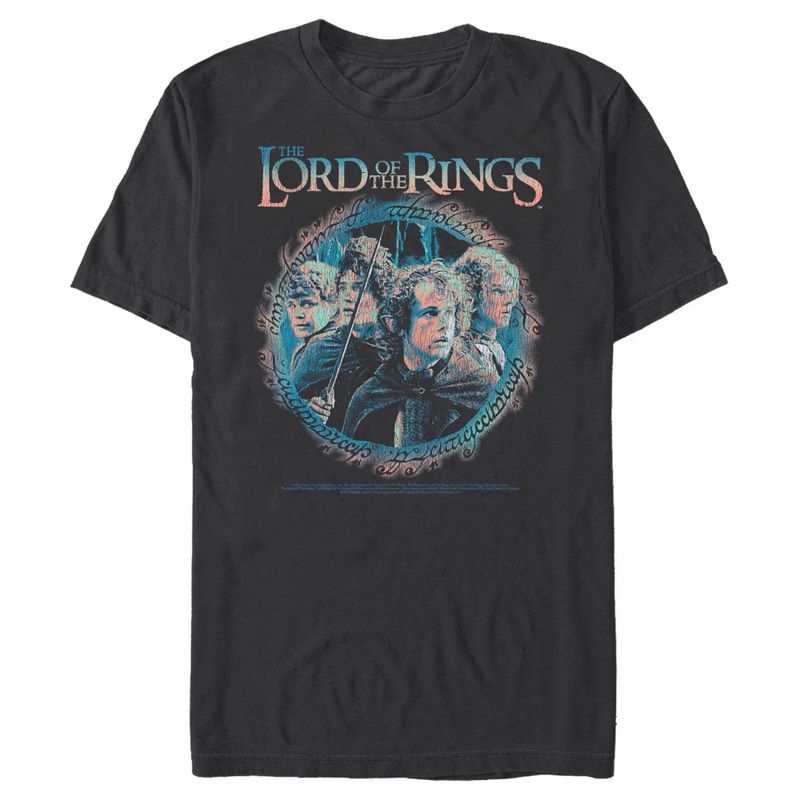 Men's Lord of the Rings Fellowship of the Ring Distressed Character Ring T-Shirt, 1 of 6
