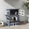 PawHut 3-Story Cat House Feral Cat Shelter, Outdoor Kitten Condo with Raised Floor, Asphalt Roof, Escape Doors, Jumping Platforms - image 2 of 4