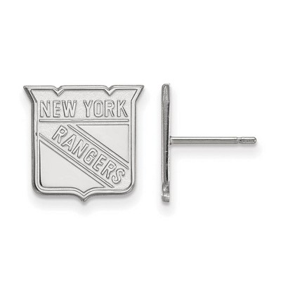 Black Bow Jewelry 10k White Gold New York Rangers NHL Stud Earrings