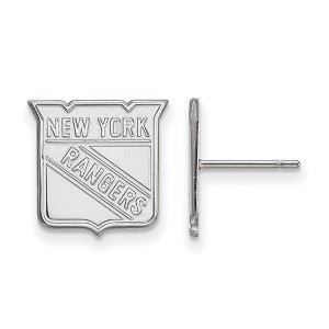 Black Bow Jewelry 10k White Gold New York Rangers NHL Stud Earrings - 1 of 3