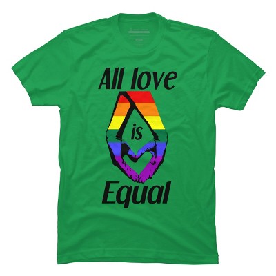 Adult Design By Humans Love is Equal Holding Hands Pride Flag By dnlribeiro88 T-Shirt