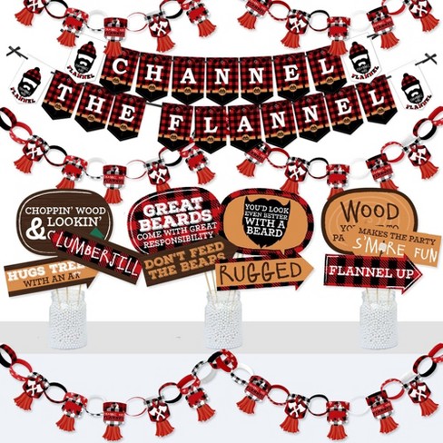 Big Dot of Happiness Lumberjack - Channel the Flannel - Banner and Photo Booth Decorations - Buffalo Plaid Party Supplies Kit - Doterrific Bundle - image 1 of 4