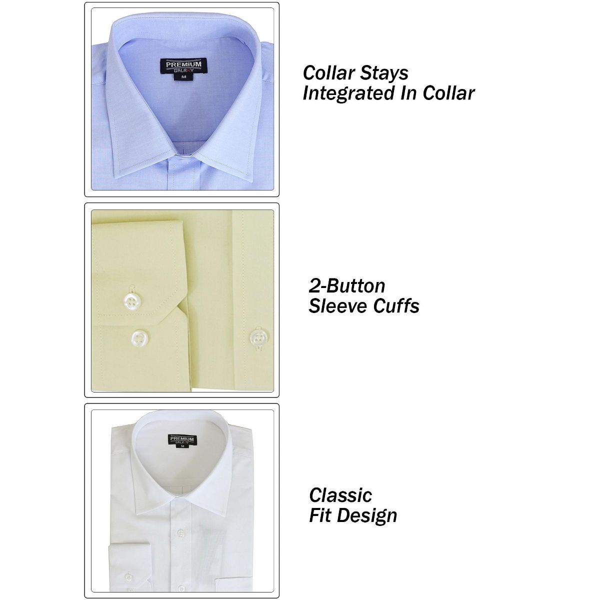 Galaxy Authentic Boy’s Long Sleeve Button Down Dress Shirt-3 Pack - thumbnail 7