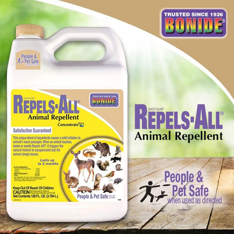Bonide 128 Fluid Ounce Repels All Animal Repellent Concentrate Spray for Outdoor Backyard and Garden Pest Control, 1 Gallon Container, 6 of 8