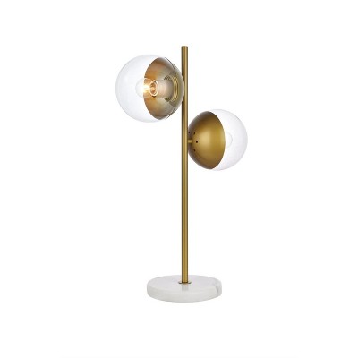 Eclipse Brass Table Lamp with Clear Glass Shades