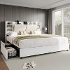AMERLIFE Bed Frame with 4 Storage Drawers and Bookcase Headboard - 4 of 4