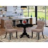 3-Piece Wire Brushed Black Solid Wood Top - Button Tufted Dining Room Set - Seats 4 - 2 of 4