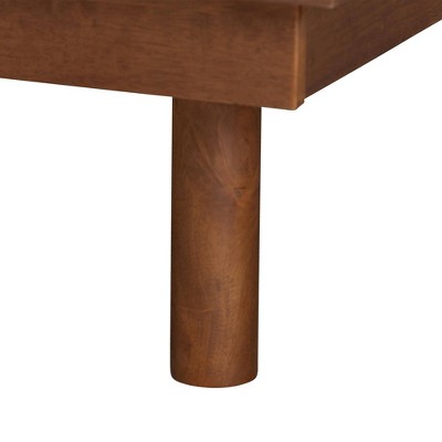 Gray and Walnut Queen Upholstered Wood Platform Storage Bed