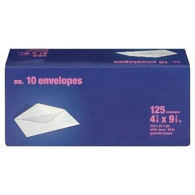 MyOfficeInnovations Gummed White Wove #10 Std Business Envelopes 4 1/8"x9.5" White 125/BX 235234