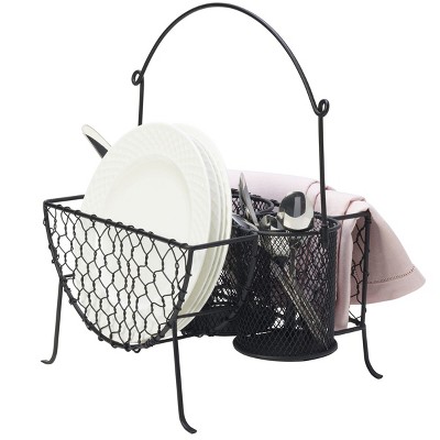 Black Stainless Steel Multi-Compartment Condiment Caddy