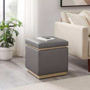 Lucinda Square Faux Leather Ottoman - Linon - 1 of 4