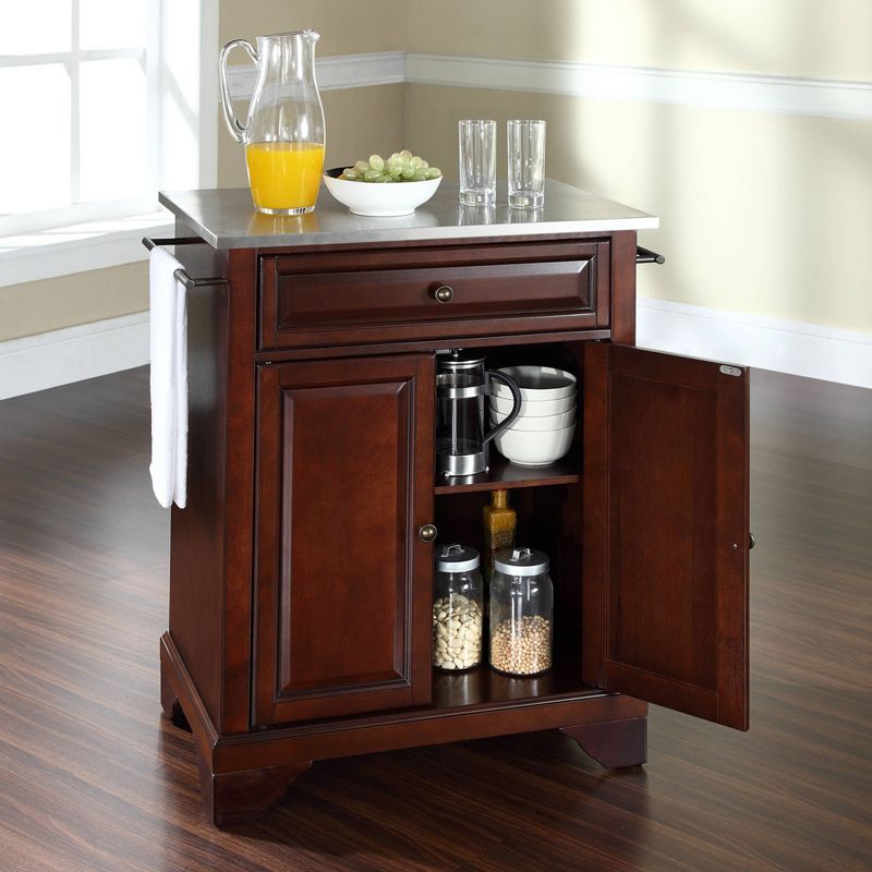 Lafayette Stainless Steel Top Portable Kitchen Island/Cart Mahogany - Crosley, 4 of 9