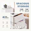 GlasFlength Nightstands Dresser Chest of Drawers, 4 Drawer Storage Corner Cabinet, Metal Frame and Wood Top, White 17.7"*11.8"*37.4" - 2 of 4
