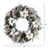 Nearly Natural 24-in Flocked Poinsettia and Pine Artificial Christmas Wreath with 50 Warm White LED Lights - 2 of 4