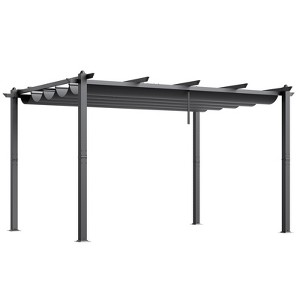 VEVOR 10'x13' Outdoor Retractable Pergola with Canopy, Aluminum Pergola with Retractable Canopy, Modern Pergola with Sun Shade Canopy, Gray - 1 of 4