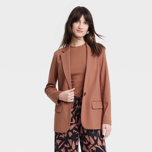 Women's Ponte Blazer - A New Day™ Brown L : Target