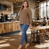 Women's Plus Size Long Sleeve V Neck Loose Fashion Buttons Tunic Blouse - Agnes Orinda - 3 of 4