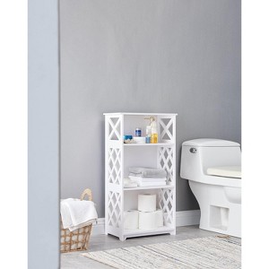 Kings Brand Furniture - Aston 3 Tier Open Storage Shelves, for Bedroom Living Room Bathroom Office, White - 1 of 3