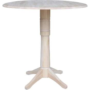International Concepts 42 inches Round Dual Drop Leaf Pedestal Table - 42.3 inchesH, Unfinished