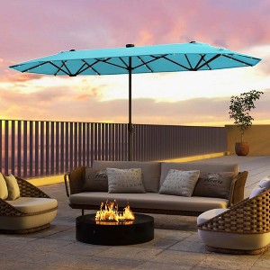 Costway 13FT Double-sided Patio Umbrella with Solar Lights Crank Handle Umbrella Base Beige/Tan/Gray/Wine/Navy/Orange - 1 of 4