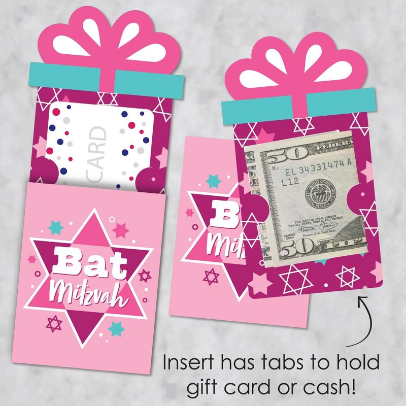 Big Dot of Happiness Pink Bat Mitzvah - Girl Party Money and Gift Card Sleeves - Nifty Gifty Card Holders - Set of 8, 3 of 9