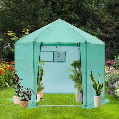 Greenhouses For Outdoors With Adjustable Roof, Rod, YKK Zipper, Metal Frame Hexagonal Outdoor Reinforced Greenhouse