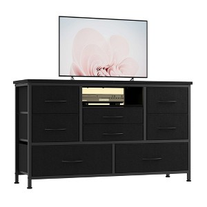 8-Drawer TV Stand for 55” TVs with Power Outlets & RGB Lights, Engineered Wood - 1 of 4