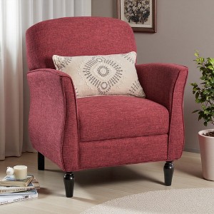 Tweed Armchair with Tonal Piping, Turned Legs and Curvy Retro Arms - 1 of 4