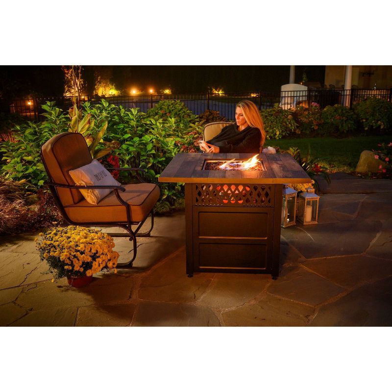 Endless Summer The Harris 38&#34; Square LP Gas Outdoor Fire Pit with Faux Wood Mantel Brown, 6 of 7