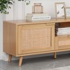 ORRD Rattan TV Stand for TVs up to 85", Modern Farmhouse Media Console with 2 Cabinets & Shelves, Solid Wood Legs Entertainment Center - 4 of 4