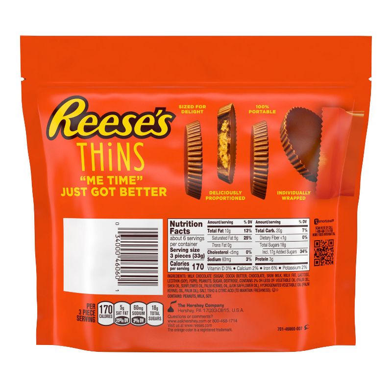 Reese&#39;s Peanut Butter Cups Thins Milk Chocolate Candy Pouch - 7.37oz, 5 of 8