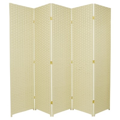 6 ft. Tall Woven Fiber Room Divider - Cream (5 Panels)