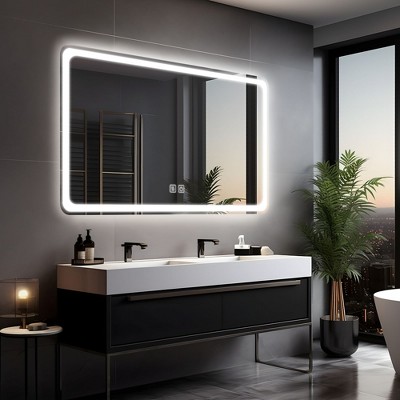 Dovelina Led Wall Mounted Backlit Mirror With Anti-fog Modern ...