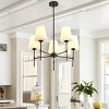 Modern 5-Light Chandelier with Frosted Glass Shades, Black Metal Hanging Fixture for Dining Room or Living Room - 4 of 4