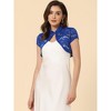INSPIRE CHIC Women's Lace Stand Collar Pearl Button Short Sleeve Cropped Shrug - 2 of 4