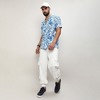 Campus Sutra Men Men's Chalk White:Indigo Blue Mesh Foliage Shirt - 3 of 3