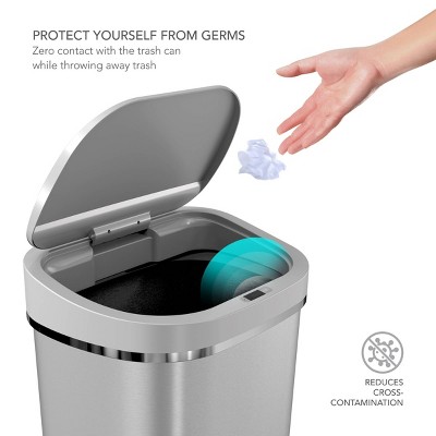 21-Gallon Silver Stainless Steel Touchless Motion Sensor Trash Can