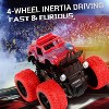 Monster Truck Toys Friction Powered Toy Cars Push and Go Vehicles for Kids Christmas Birthday Party Gift for Boys Girls Aged 3-5 Red - 3 of 3