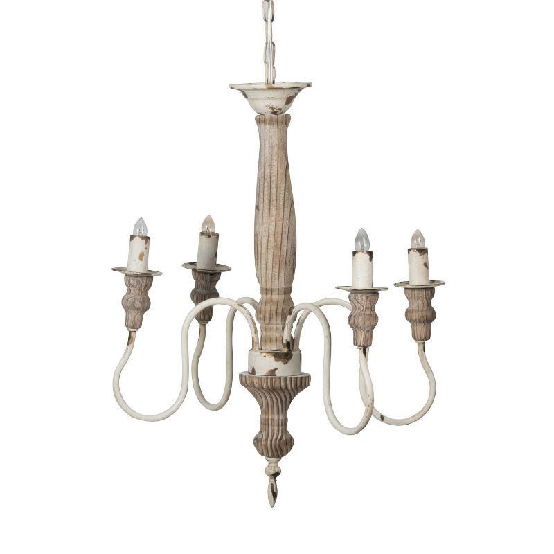 4-Light Chandelier Ceiling Light Natural/Distressed White - A&#38;B Home, 3 of 5