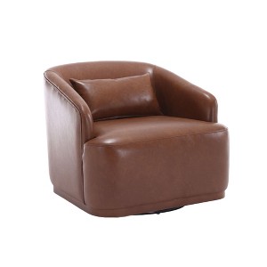 NicBex PU Leather Swivel Barrel Accent Chair,Upholstered Swivel Living Room Chair with Mid-Height Backrest,Accent Chairs for Living Room - 1 of 4