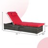 VisioGear Patio 2-Piece Chairs Tanning Lounges with Storage, Beach Recliners with Adjustable Backrest, Red, 77"*25"*14.8" - 2 of 4