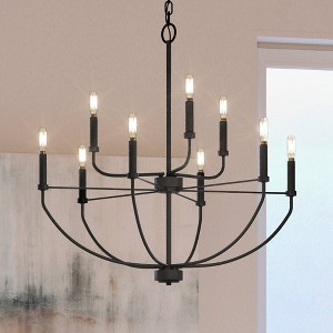 Urban Ambiance Luxury Modern Farmhouse Chandelier 27''H x 28''W,  Midnight Black Finish,  Armidale Collection, UHP3975 - 1 of 4
