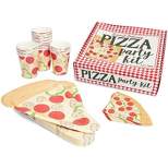 Blue Panda Pizza Party Supplies Kit (24PC) Plates, Cups, Napkins for Birthdays Kids Parties