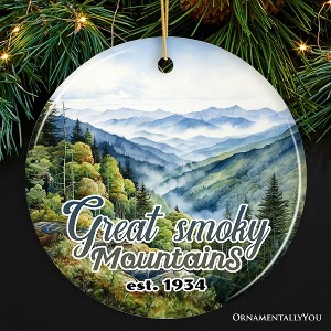 Artistic Great Smoky Mountains Ornament, Ceramic Tennessee Travel Souvenir and Gift| Ornamentallyyou - 1 of 4