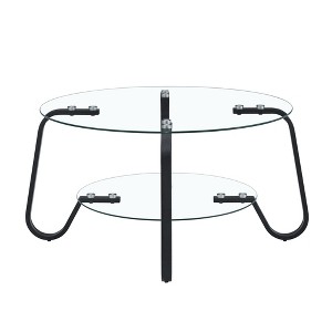 Vynxaria Coffee Tables: Retro Minimalist Double-Layer Glass Centerpiece - 1 of 4