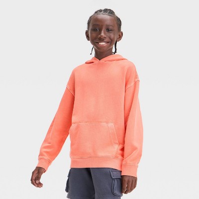 Boys' French Terry Hooded Pullover Sweatshirt - Cat & Jack™ Orange M