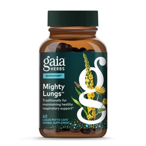 Gaia Herbs Mighty Lungs - Lung Support Supplement with Herbs to Help Maintain Respiratory Health* - 60 Vegan Liquid Phyto-Capsules (30-Day Supply) - 1 of 4
