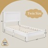 Infans Twin Size Bed Frame Platform Slat High Headboard Bedroom Rubber Wood Leg White - 2 of 4