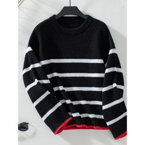 Women's Crew Neck Cropped Sweater 2025 Fall Long Sleeve Chunky Knit Pullover Sweater Tops - 1 of 2