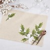 Saro Lifestyle Linen Blend Holly Leaves Placemat (Set of 4), 13"x19", Natural - 4 of 4